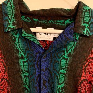 Topman Snake Print Button Up Shirt